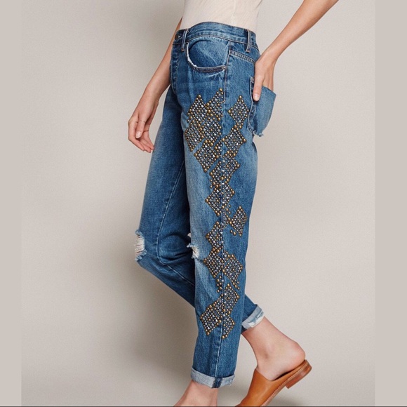 SOLD Ⓜ️ | Free People | Abbie Bronze Studded Jeans - Picture 3 of 8